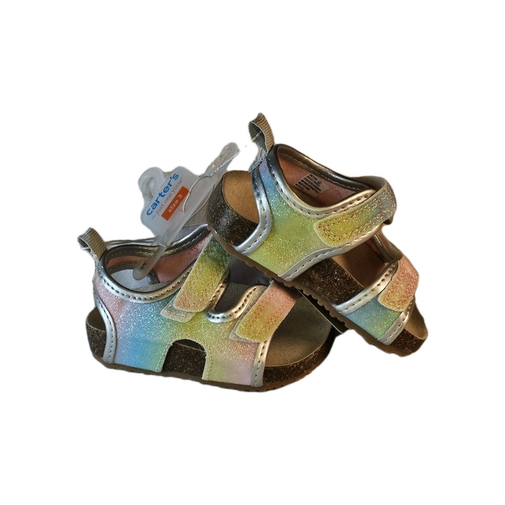 Carter's Just One You Baby Girls Walker Sandals Sparkling Rainbow Olive Size 3